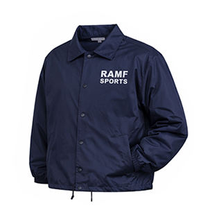 Veste de coach unisexe, personnalisable avec logo sur le devant, grande taille, coupe-vent, imperméable, respirante, noire, style bomber, en polaire, vintage - Product Image 1