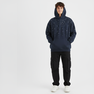 Sweat à capuche personnalisé avec strass, unisexe, de haute qualité, en molleton de coton, à motif de points, style streetwear - Product Image 4