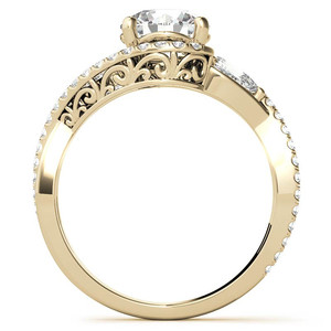 Bague tendance en or 18 carats pour femme, avec diamants naturels et diamants de laboratoire ronds et en forme de poire, bague de fiançailles à trois pierres. - Product Image 5