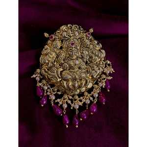 Pendentif Nakshi classique en argent 92.5 avec pierre naturelle hindouisme Collection de breloques de bijoux à la mode - Product Image 1