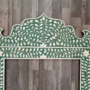 Handmade Bohemian Bone Inlay <b>Arch</b> Mirror With Green White Floral <b>Frame</b> Decorative Wall Mirror For Home Decoration Wall Mirror - Product Image 2