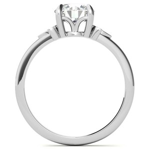 Round Cut Moissanite <b>Ring</b> 925 Sterling <b>Silver</b> White Gold Plated Engagement Wedding Bridal <b>Solitaire</b> Promise <b>Ring</b> Elegant Jewelry - Product Image 3