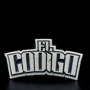 Hiphop Moissanite Colgante de letra grande de 5 pulgadas 925 Astilla Iced Out Esmalte negro Contorno Moissanite Colgante de diamante - Product Image 4