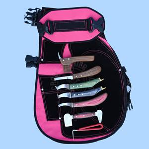 Ensemble d'outils de sécurité pour fermeur avec tablier, protège-jambes en cuir, couteau à sabots vert, brosse de polissage, dégrossisseur de sabots et couteau à sabots à boucle en laiton - Product Image 6