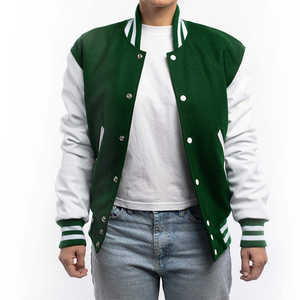 Customized Winter Varsity Letterman Baseball Jacket with <b>Wool</b> Canvas <b>Red</b> Windproof Reversible Eco-Friendly - Product Image 3