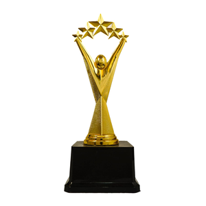 Trofeo Metálico de 5 Estrellas con Acabado Dorado, Trofeo Dorado Multiusos Personalizado para Deportes, Eventos, Funciones y Ceremonias - Product Image 1