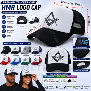 Casquette de camionneur unisexe réglable en maille blanche et noire, style régalia maçonnique grec, vêtements maçonniques, Sœurauté, Fraternité - Product Image 6