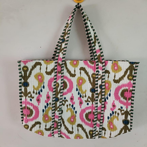 Sac fourre-tout en coton matelassé de haute qualité, écologique, couleur unie, grande capacité, réutilisable, sac à bandoulière pour le shopping et les voyages - Product Image 1