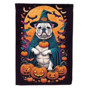 Bandera de Casa de poliéster Multicolor grande blanco Bulldog inglés Witchy Halloween Yard Banner ilustraciones porche manga poste decorativo - Product Image 1