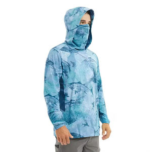 Sweat à capuche à manches longues pour homme, imprimé poissons bleus, UPF 50, anti-UV, chemise de pêche, pull-over - Product Image 1