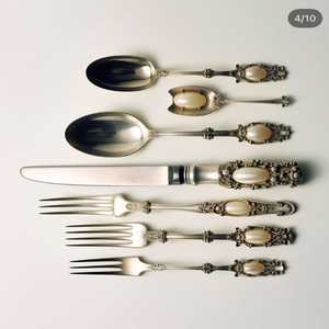 Cubiertos clásicos de plata de ley con detalles elaborados, una variedad increíblemente refinada para venta al por mayor. - Product Image 5