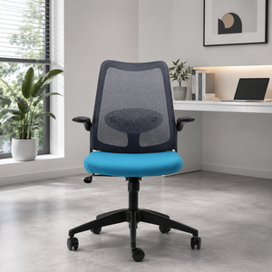 Fauteuil de bureau exécutif Flexi avec accoudoirs rabattables, en tissu, pivotant, hauteur réglable, design contemporain pour mobilier de bureau de style farmhouse - Product Image 1