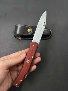 Couteau de poche pliant artisanal haut de gamme en acier inoxydable, manche en bois de rose, étui en cuir, vente en gros OEM, A&M ENTERPRISES - Product Image 3