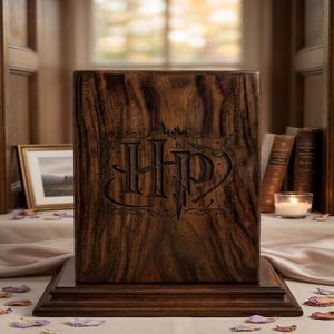 Handmade Wooden Urn <b>Box</b> Human Ashes Cremation <b>Memorial</b> Urn Brown Engraved Funeral <b>Keepsake</b> for Burial - Product Image 3