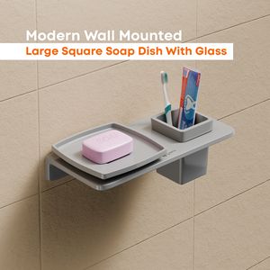 Support mural double pour savon, en verre et métal, à double niveau, carré, robuste, accessoire de salle de bain, installation facile, sans rouille - Product Image 2