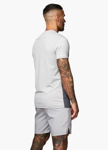T-shirt décontracté pour homme en coton peigné gris 100 %, à manches courtes et col rond, coupe ample, style sportswear - Product Image 2