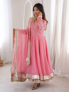 TENNECY Choli traditionnel pour femme en organza, longueur cheville, style Inde Pakistan, réversible, séchage rapide, extensible, idéal pour les mariages - Product Image 1