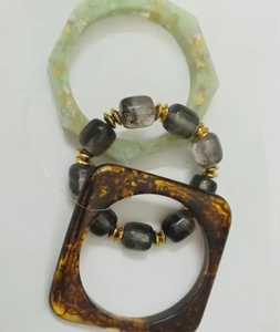 Ensemble de bracelets classiques en résine avec perles vertes et design géométrique, certifiés IGI, unisexe, pour fêtes, style cadeau - Product Image 3