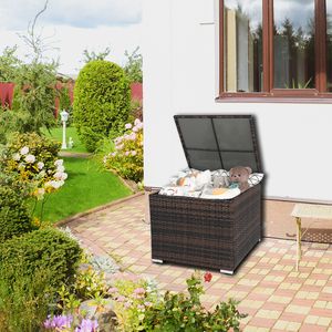 "Brown Gradient Iron Frame 71x71x60.5cm Square Rattan <b>Storage</b> <b>Locker</b>" - Product Image 3