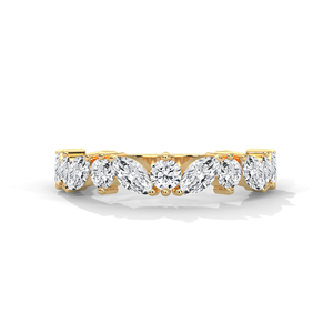 Bague en or pour femme avec diamants de laboratoire ronds, demi-bague éternité festonnée, bijoux pour mariée et occasions spéciales - Product Image 1
