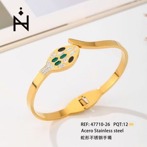 Brazalete de Acero Inoxidable en Forma de Serpiente, Chapado en Oro, con Cristales de Estrás, Unisex, a la Moda - Product Image 1