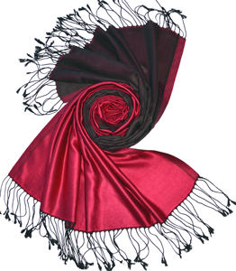 Magnifique châle en soie pour femme, tissé réversible, design bicolore vintage bleu-violet, longueur 140g 70x180cm, automne-hiver - Product Image 1