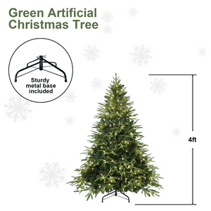 Premium 4ft Artificial Christmas Tree 856 PE/PVC Mixed Branch Tips 150L Warm White LED Steel Wire Hinged Premium Fold - Product Image 2