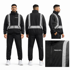 Chaqueta cortavientos impermeable de diseño personalizado al por mayor para hombre, con cremallera, reflectante, a prueba de viento, para exteriores. - Product Image 1