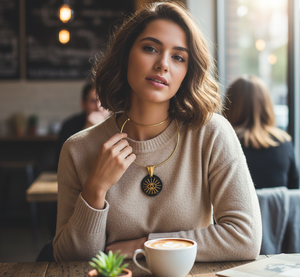 Collier ras-du-cou rigide Artisan Sun Eye en corne, motif œil protecteur contre le mauvais œil, style tribal, bijou unisexe - Product Image 6