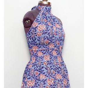 Robe longue d'été en coton doux à imprimé floral, style doux, écologique, sans manches, faite à la main en coton indien pour femmes - Product Image 4