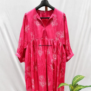 Beautiful floral Cotton Block Printed dress Dress For Casual wear Hand Block Printed Dress - Product Image 2