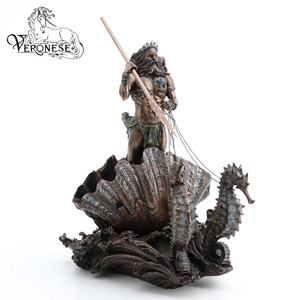 DISEÑO VERONESE - POSEIDÓN CON HIPPOCAMPUS - ARTESANÍA DE RESINA DE DECORACIÓN PARA EL HOGAR PINTADA A MANO DE LUJO - Product Image 3