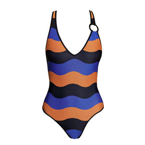 Traje de Baño de Una Pieza para Mujer, Estampado, Talla Grande, con Logotipo Frontal Personalizable, Ropa de Playa, Servicio OEM, Venta al Por Mayor, 1 Pieza - Product Image 2