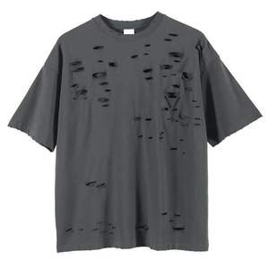 T-shirt homme déchiré en matière durable, prix raisonnable, respirant, confortable, tendance, léger - Product Image 1