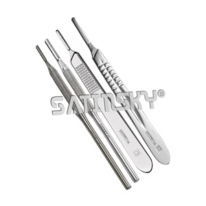 Surgical <b>Scalpel</b> Handle Medical Knife Dental Veterinary ENT Podiatry NEW 4pcs Set Dental Surgical Instruments - Product Image 2