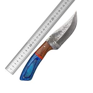 Herramienta de Caza para Exteriores de Acero de Damasco Forjado a Mano, Hoja Fija con Punta Caída, Afilado Extremo, Retención de Cuchilla Duradera 56HRC, Madera Pakka, OEM - Product Image 4