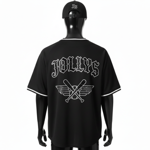 Camiseta de béisbol para hombre, tela de poliéster entrelazada, panel raglán, logotipo personalizado con pedrería, 100% algodón, corte holgado, estampada. - Product Image 2