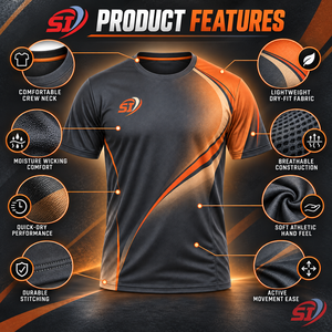 Mens Performance Dry Fit Anti-Wrinkle Polyester T-<b>Shirt</b> Custom Lightweight Gym Running Sports Tee Summer Supplier - Product Image 4