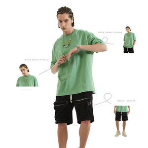 T-shirts en coton oversize vierges pour hommes, col rond, coton épais, streetwear, manches courtes, fournisseur de marques privées USA - Product Image 3
