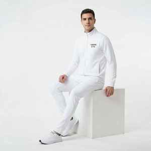 Conjunto Deportivo Hawkeye de Algodón Blanco, Cuello Alto, Cintura Elástica, para Hombre, Color Sólido, Transpirable, Sudadera y Pantalones, Ropa de Invierno 2 en 1 - Product Image 4