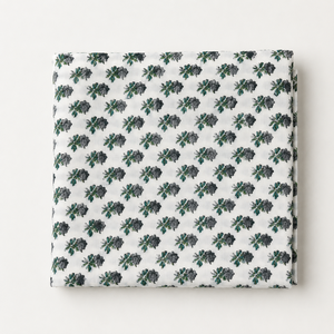 Grey Green Hand Block Printed Cotton Fabric <b>Set</b> With Floral Palm Stripe Motif For Dress <b>Sewing</b> Home Textile Craft Soft - Product Image 3