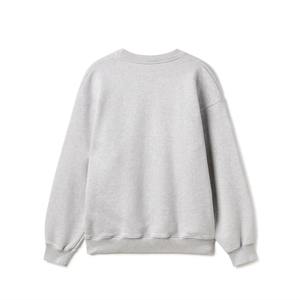 Sweat-shirt unisexe à col rond surdimensionné, 100% coton, tissu molletonné français, pull décontracté uni gris, vêtements d'automne - Product Image 2