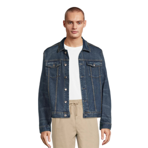 Chaqueta de Mezclilla Azul Clásica Personalizada para Hombre, Chaqueta de Jean Ajustada de Algodón Elástico, Chaqueta Casual Tipo Trucker para Hombre, Fabricante OEM - Product Image 2