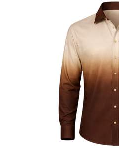 Camisa Formal para Hombre en Degradado Beige Marrón, Algodón Premium, Manga Larga, Cierre de Botones, Estilo Casual Elegante, Fabricante Personalizado, Suministro al por Mayor OEM - Product Image 3