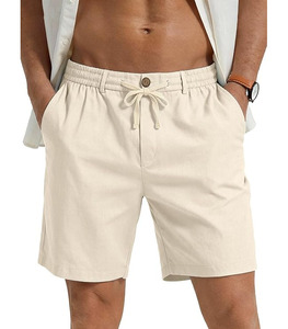 กางเกงขาสั้นลำลองผู้ชายสำหรับฤดูร้อน ผ้าเทอร์รี่ แห้งเร็ว กันยับ ปักลายชายผ่า เอวยางยืดสูง ระบายอากาศได้ดี ทรงหลวม - Product Image 1