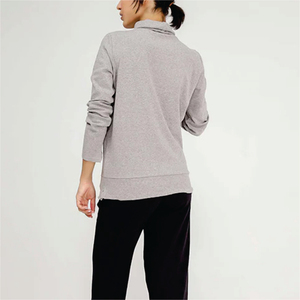 T-shirt décontracté d'été à col roulé pour femme, manches longues, 100 % coton biologique, respirant, écologique, séchage rapide, non tissé - Product Image 3