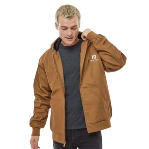 Men's Hooded Canvas Workwear Jacket Heavy Duty <b>Winter</b> <b>Coat</b> Lined Durable Outdoor Construction Utility Front Custom OEM ODM - Product Image 1