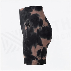 High Waist <b>Tie</b> <b>Dye</b> Yoga Shorts With Elastic Waist And Sublimation Print For Women - Product Image 3