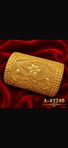 A-43232 10K Gold Cuff <b>Bangle</b> with Geometric Pattern Zircon for Women Wedding Jewelry Trendy Style 24K Gold Plated - Product Image 5