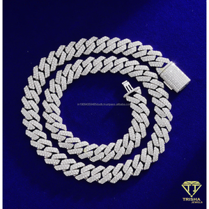 Collar de Cadena Cubana de Dos Tonos con Diamantes Cultivados en Laboratorio, Corte Redondo, Plata de Ley 925, Chapado en Oro, Joyería Hip Hop - Product Image 5